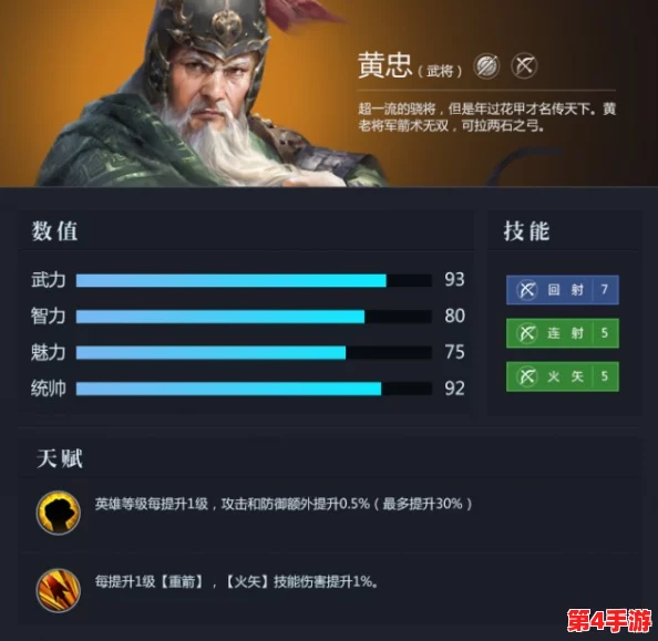 《三十六计》手游实战宝典：橙将黄忠技能特性与战术应用全剖析，战斗效能深度探讨